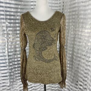 Miss Shop Sweater with rhinestone dauphin